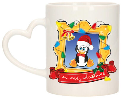 Bellatio Decorations Kerst cadeau koffiemok - kerst pinguin - multi - 300 ml - keramiek