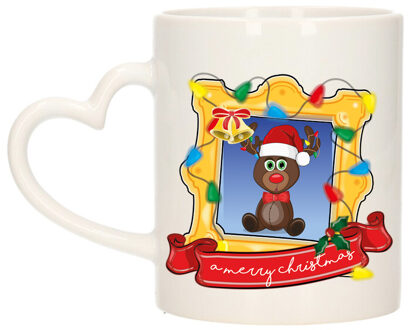 Bellatio Decorations Kerst cadeau koffiemok - kerst rendier - multi - 300 ml - keramiek