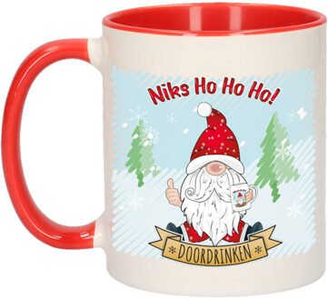Bellatio Decorations Kerst cadeau koffiemok - kerstman - rood - 300 ml - keramiek