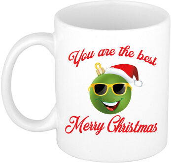 Bellatio Decorations Kerst cadeau koffiemok - The Best - smile - groen - 300 ml - keramiek - Merry Christmas - collega