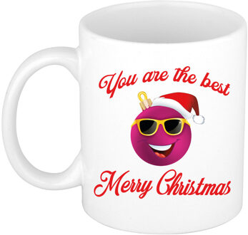 Bellatio Decorations Kerst cadeau koffiemok - The Best - smile - roze - 300 ml - keramiek - Merry Christmas - collega