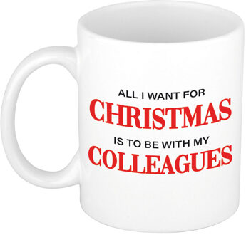 Bellatio Decorations Kerst cadeau mok / beker All I want for Christmas is to be with my colleagues kerstcadeau collega / personeel 300 ml - B