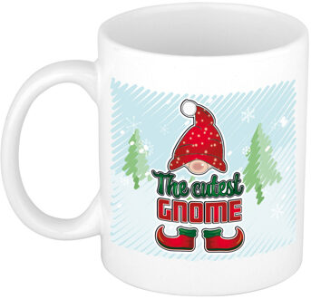 Bellatio Decorations Kerst cadeau mok - kerstkabouter/gnome - blauw - 300 ml - keramiek