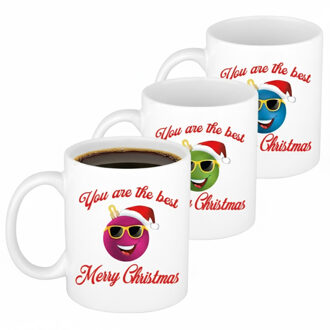 Bellatio Decorations Kerst cadeau mokken - 6x - The Best - werknemers - collega's - team - 300 ml - keramiek