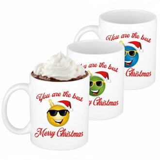 Bellatio Decorations Kerst cadeau mokken - 6x - The Best - werknemers - collega's - team - 300 ml - keramiek