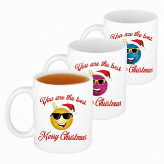 Bellatio Decorations Kerst cadeau mokken - 6x - The Best - werknemers - collega's - team - 300 ml - keramiek