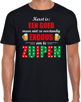 Bellatio Decorations Kerst goed excuus om te zuipen fout Kerstshirt bier / T-shirt zwart voor heren XL