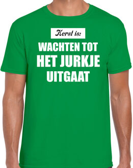 Bellatio Decorations Kerst is: wachten tot het jurkje uitgaat Kerstshirt / Kerst t-shirt groen voor heren - Kerstkleding / Christmas outfit 2XL