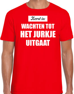 Bellatio Decorations Kerst is: wachten tot het jurkje uitgaat Kerstshirt / Kerst t-shirt rood voor heren - Kerstkleding / Christmas outfit 2XL