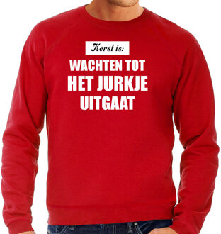 Bellatio Decorations Kerst is: wachten tot het jurkje uitgaat Kerstsweater / Kersttrui rood voor heren - Kerstkleding / Christmas outfit 2XL