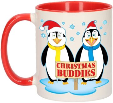 Bellatio Decorations Kerst mok / beker - 300 ml - keramiek - Christmas buddies Multikleur