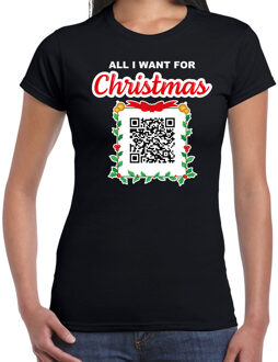 Bellatio Decorations Kerst QR code kerstshirt Alleen maar zuipen dames zwart - Fout kerst t-shirt M - kerst t-shirts