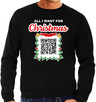Bellatio Decorations Kerst QR code kersttrui Geen Kut kerst muziek heren zwart - Foute kerstsweater L