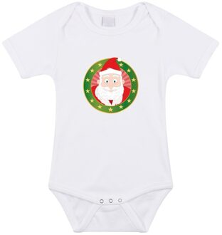 Bellatio Decorations Kerst rompertje met Kerstman print wit baby