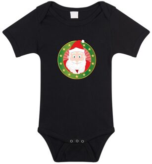 Bellatio Decorations Kerst rompertje met Kerstman print zwart baby