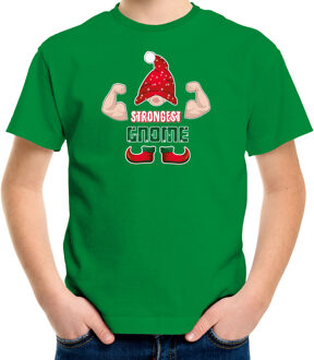 Bellatio Decorations kerst t-shirt voor jongens - Sterkste Gnoom - groen - Kerst kabouter L (140-152) - kerst t-shirts k