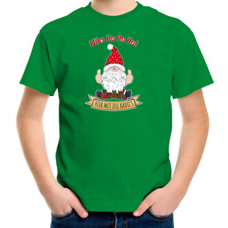 Bellatio Decorations kerst t-shirt voor kinderen - Kado Gnoom - groen - Kerst kabouter L (140-152) - kerst t-shirts kind