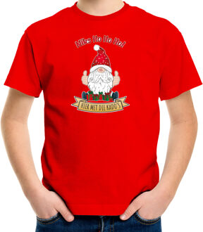 Bellatio Decorations kerst t-shirt voor kinderen - Kado Gnoom - rood - Kerst kabouter L (140-152) - kerst t-shirts kind