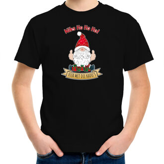 Bellatio Decorations kerst t-shirt voor kinderen - Kado Gnoom - zwart - Kerst kabouter XS (104-110) - kerst t-shirts kin