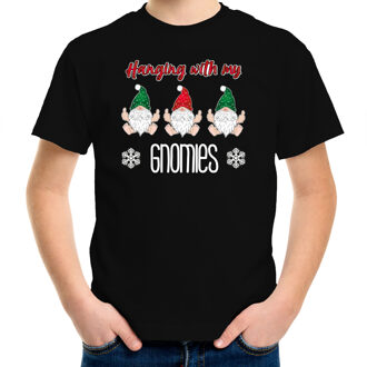 Bellatio Decorations kerst t-shirt voor kinderen - Kerst kabouter/gnoom - zwart - Gnomies XS (104-110) - kerst t-shirts