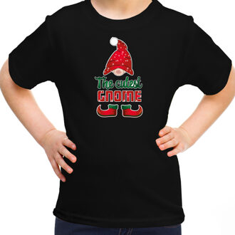 Bellatio Decorations kerst t-shirt voor meisjes - Schattigste Gnoom - zwart - Kerst kabouter L (140-152) - kerst t-shirt