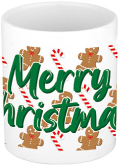 Bellatio Decorations Kerst thema Koffiemok - Gingerbread - 300 ml - keramiek - kerstcadeau - kerstmis