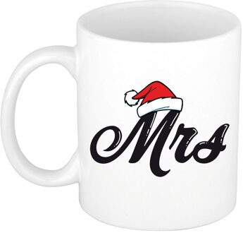 Bellatio Decorations Kerst thema Koffiemok - Kerstvrouw - 300 ml - keramiek - kerstcadeau - kerstmis