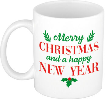 Bellatio Decorations Kerst thema Koffiemok - Merry Christmas - 300 ml - keramiek - kerstcadeau - kerstmis