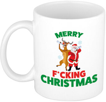 Bellatio Decorations Kerst thema Koffiemok - Merry Fucking Christmas - 300 ml - keramiek - kerstcadeau - kerstmis