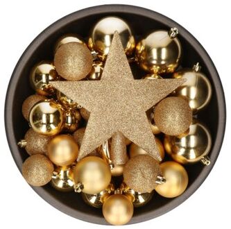 Bellatio Decorations Kerstballen - 33 ST - goudkleurig - 5-6-8 cm