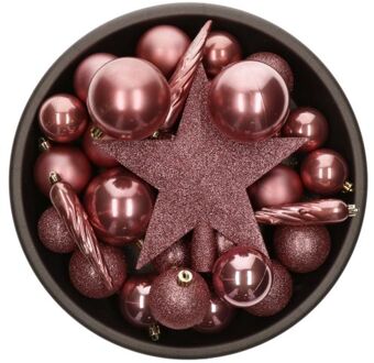 Bellatio Decorations Kerstballen - 33 st - oudroze - met piek