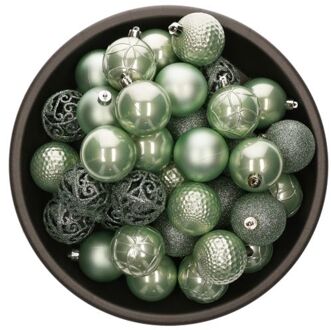 Bellatio Decorations Kerstballen - 37ST - mix - mintgroen - 6 cm