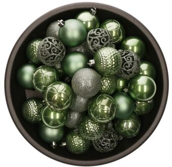 Bellatio Decorations Kerstballen - 37ST - salie groen - 6 cm