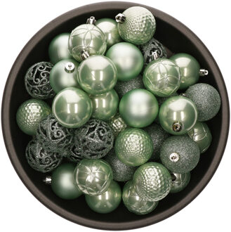 Bellatio Decorations kerstballen - 37x st - mintgroen - 6 cm - kunststof