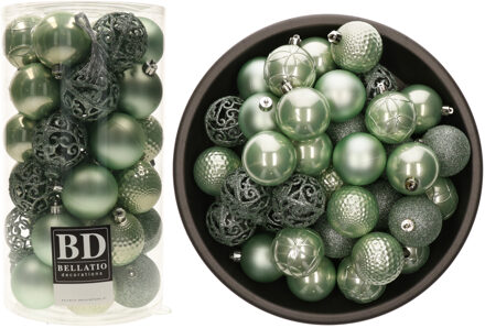 Bellatio Decorations Kerstballen - 74x st - mintgroen - D6 cm - kunststof - onbreekbaar - kerstversiering