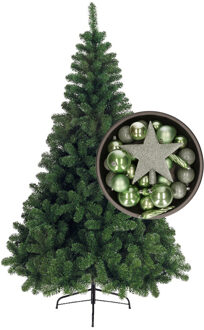 Bellatio Decorations kerstboom 240 cm met kerstballen en piek salie groen - Kunstkerstboom