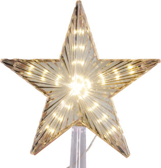 Bellatio Decorations Kerstboom Piek - ster - LED - waterval effect - 21 cm - kerstboom topper Wit