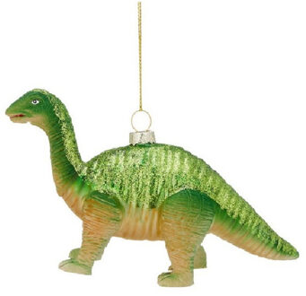 Bellatio decorations Kersthanger - dinosaurus - glas - 16 cm - Kersthangers Groen