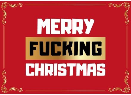 Bellatio Decorations Kerstkaart - Merry Fucking Christmas - rood - A5 - kerst wenskaart - funny kerstkaarten Multi