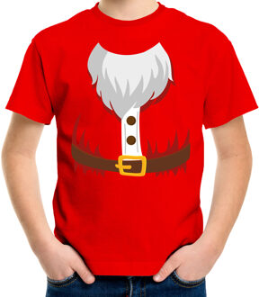 Bellatio Decorations Kerstman kostuum verkleed t-shirt rood voor kinderen S (110-116) - Kerst kostuums