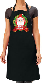 Bellatio Decorations Kerstman / Merry Christmas Kerst cadeau schort zwart voor volwassenen
