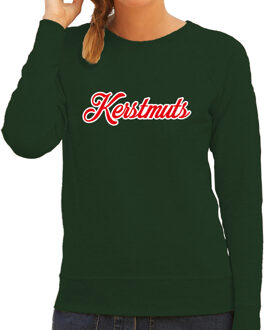 Bellatio Decorations Kerstmuts foute Kerstsweater / Kersttrui groen voor dames 2XL - kerst truien