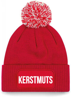 Bellatio Decorations Kerstmuts muts met pompon unisex one size - Rood One size