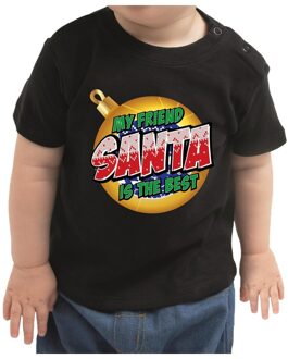 Bellatio Decorations Kerstshirt my friend Santa is the best zwart voor peuters