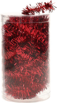 Bellatio decorations Kerstslinger - rood - folie tinsel - 20 m - Kerstslingers