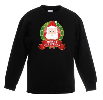 Bellatio Decorations Kersttrui met de kerstman zwart jongens en meisjes