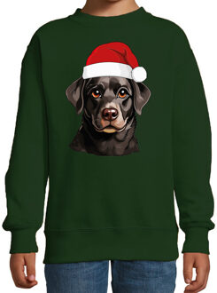 Bellatio Decorations Kersttrui / sweater honden - kinderen - Labrador Retriever - groen - kerstmuts - Kerstmis