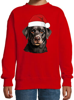 Bellatio Decorations Kersttrui / sweater honden - kinderen - Labrador Retriever - rood - kerstmuts - Kerstmis