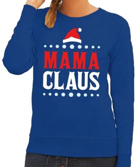 Bellatio Decorations Kersttrui / sweater voor dames - Mama Claus - blauw - Kerstdiner - kantoor 2XL (44)