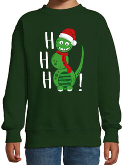 Bellatio Decorations Kersttrui/sweater voor jongens/meisjes - Hohoho - groen - sneeuwpop dino 9-11 jaar (134/146)